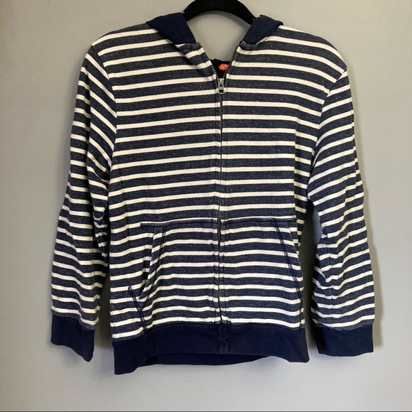 🌸5/$25🌸 Children’s Place | Navy and White Striped Zipper Hoodie | Size XXL - Picture 1 of 4